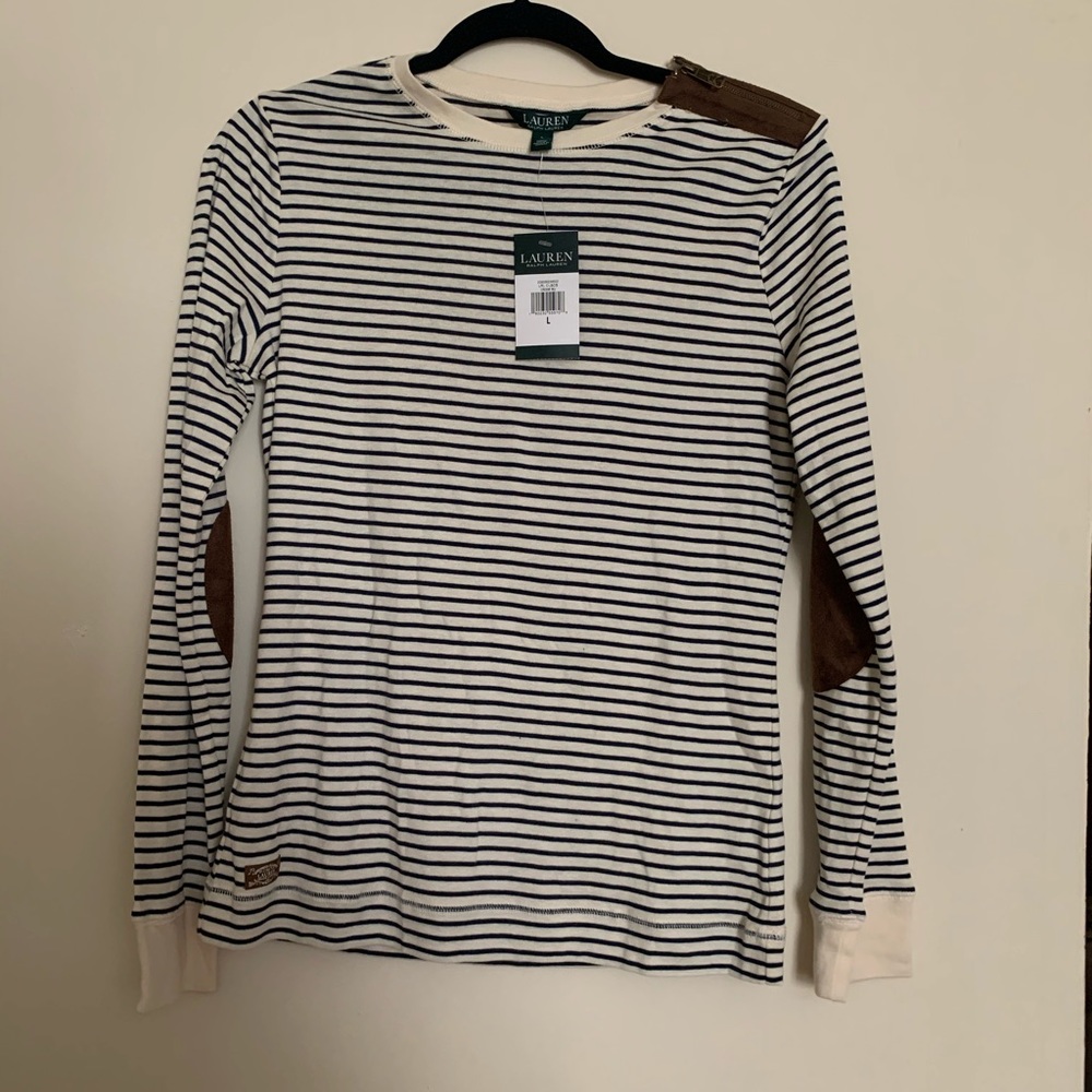 Ralph Lauren Striped shirt with suede details
